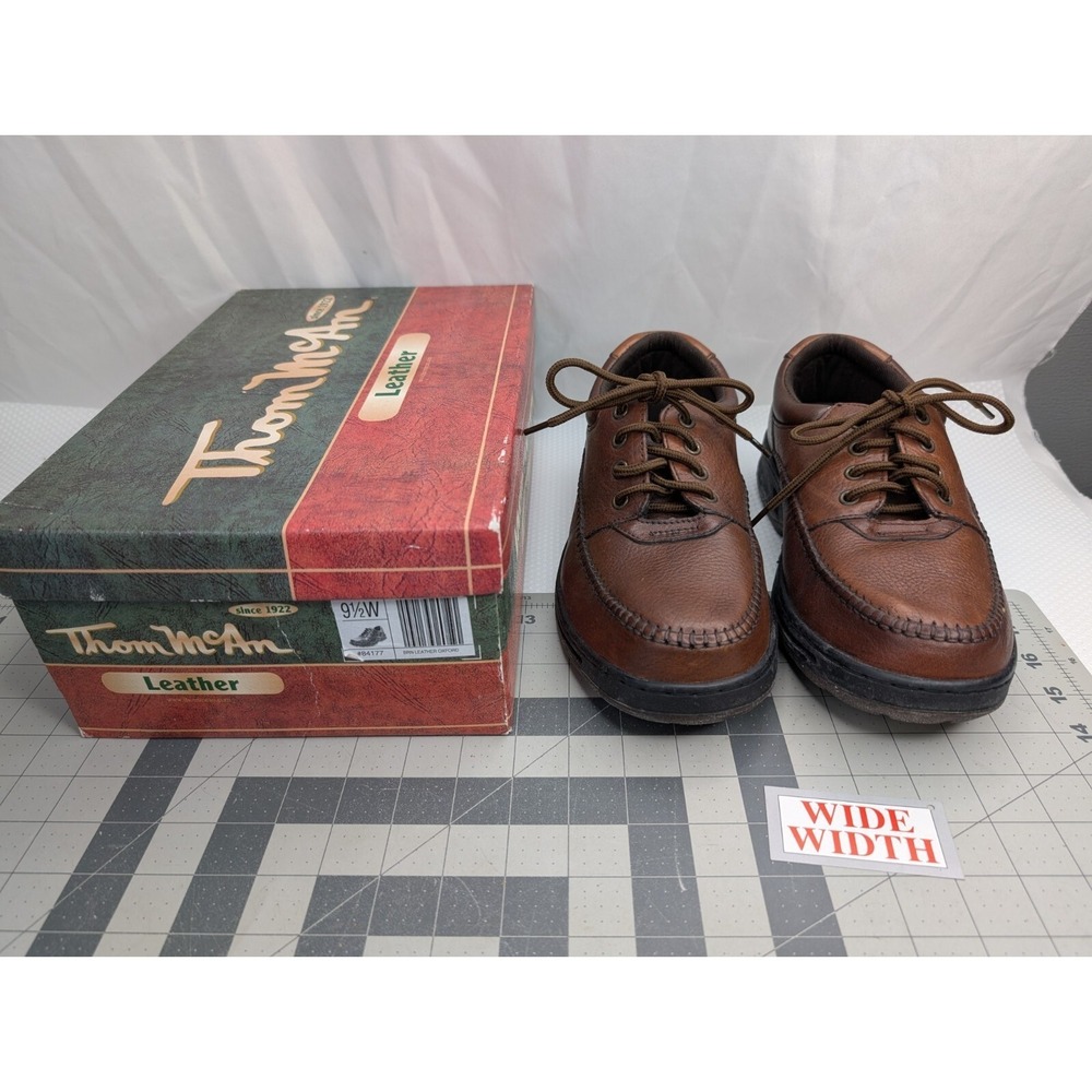 Thom McAn Leather Oxford Mens Sz 9.5 Wide Brown